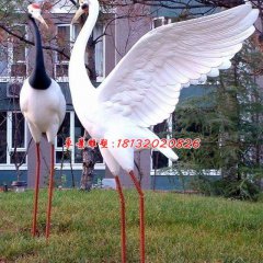 玻璃鋼動物雕塑，公園丹頂鶴雕塑