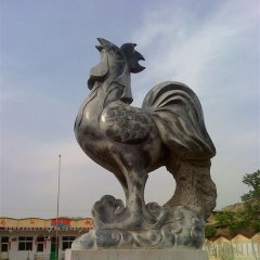 仿古公雞石雕，公園動物石雕