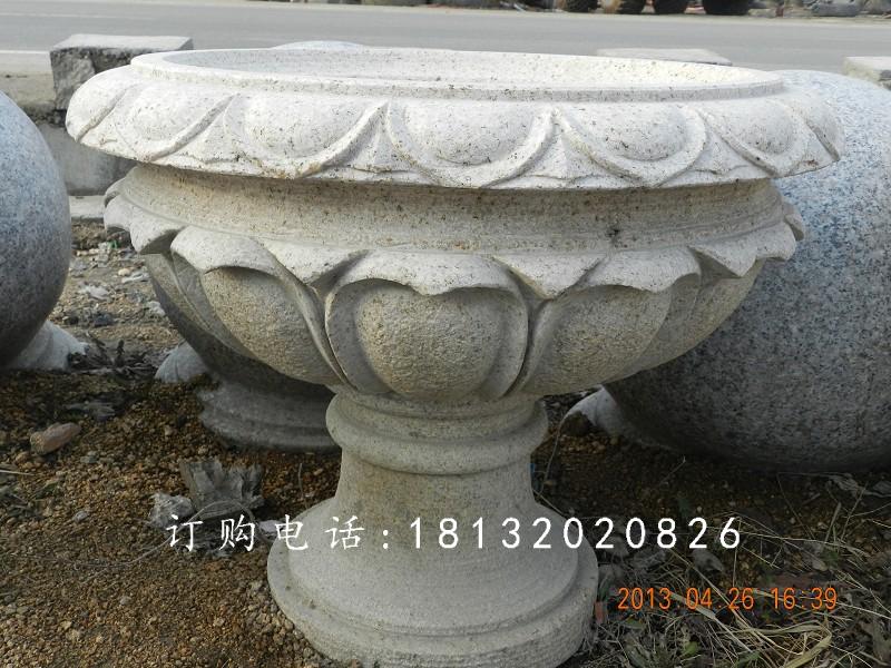 大理石花盆雕塑，公園景觀花盆石雕 (6)