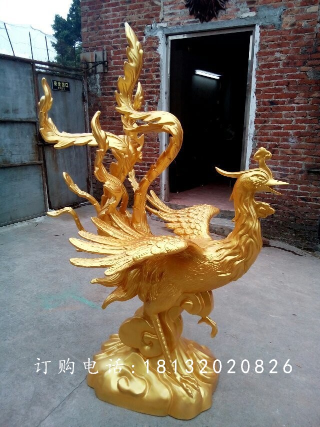 玻璃鋼鳳凰，玻璃鋼仿銅動物