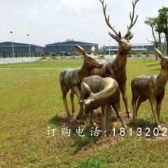 梅花鹿銅雕，園林景觀銅雕，公園動物銅雕