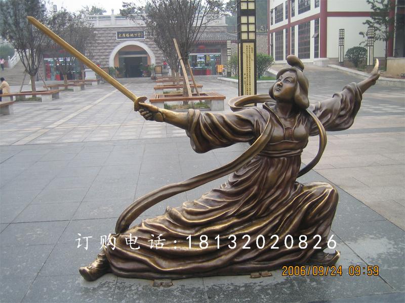 古代美女舞劍銅雕，廣場(chǎng)人物銅雕