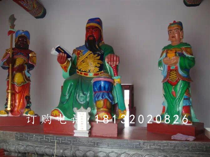 玻璃鋼關(guān)公讀春秋雕塑，玻璃鋼彩繪關(guān)公