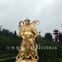 韋陀銅雕，貼金菩薩雕塑