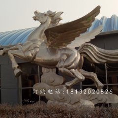 不銹鋼飛馬雕塑，馬踏祥云雕塑