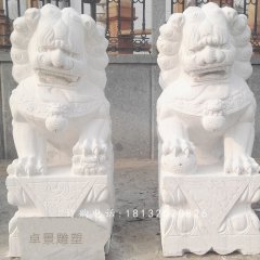 漢白玉獅子石雕，門口獅子石雕