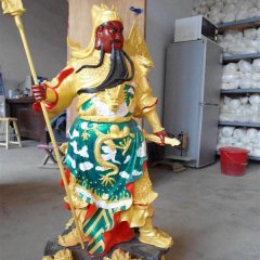 持刀關(guān)公雕塑，玻璃鋼彩繪關(guān)公雕塑