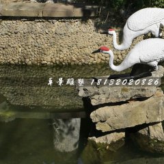 丹頂鶴石雕，公園動物石雕