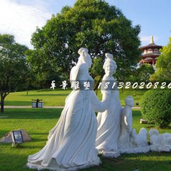 古代美女石雕，公園漢白玉人物雕塑