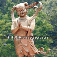 善財(cái)童子銅雕，寺廟善財(cái)童子銅雕