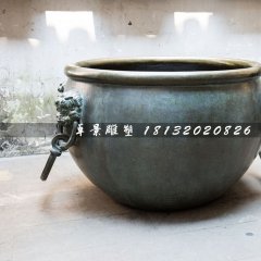 水缸銅雕，仿古銅水缸