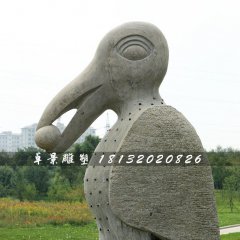 烏鴉石雕，公園動(dòng)物石雕