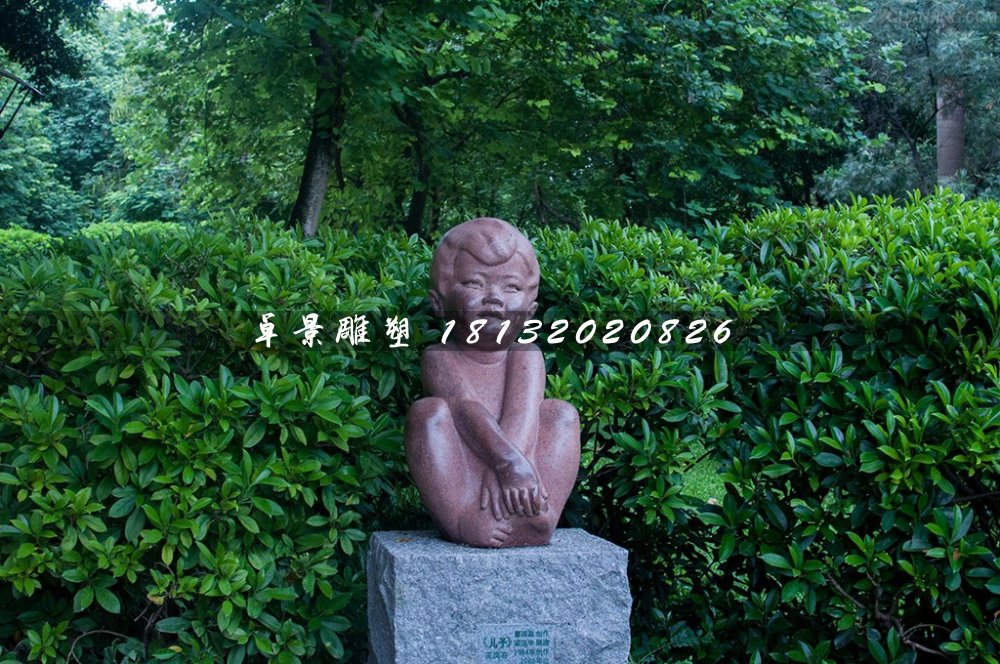 小男孩石雕，公園人物石雕