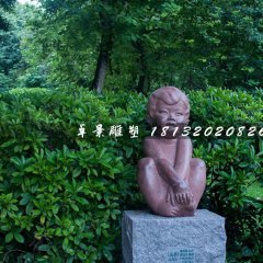 小男孩石雕，公園人物石雕