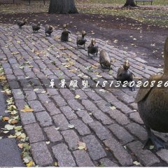 一窩小鴨子銅雕，公園動(dòng)物銅雕