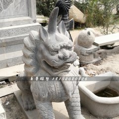 獨(dú)角獸石雕，青石神獸