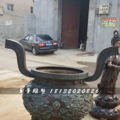 香爐雕塑，寺廟三足銅香爐