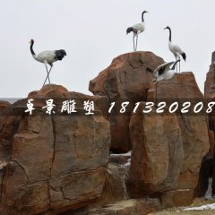 仿真仙鶴雕塑，玻璃鋼動物雕塑