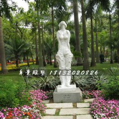 清風(fēng)石雕，公園少女石雕