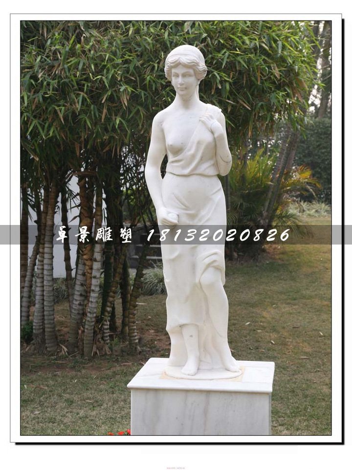 漢白玉美女石雕，公園人物雕塑