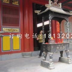 銅雕香爐，寺廟方形香爐銅雕