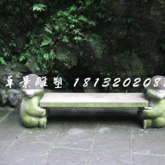 小猴造型長椅石雕，公園石椅子