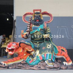 騎虎財(cái)神趙公明雕塑，玻璃鋼武財(cái)神