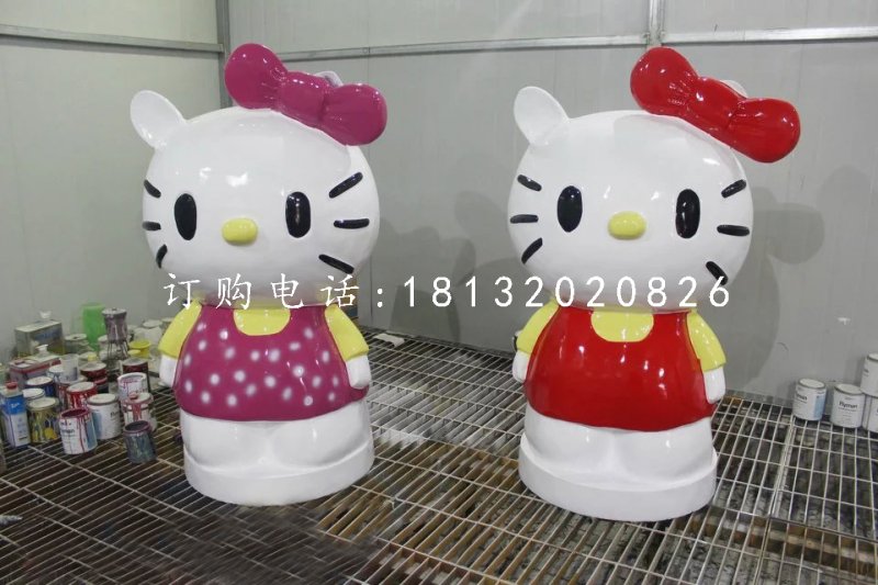 玻璃鋼hello kitty雕塑，卡通雕塑