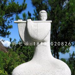 吹笛子雕塑，抽象古代美女雕塑