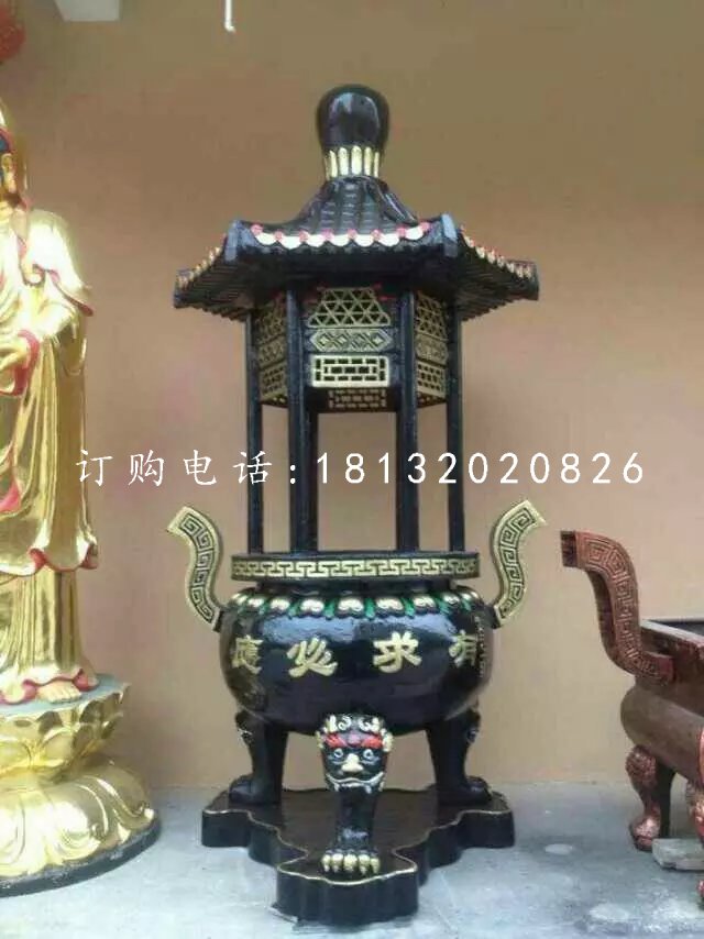 有求必應(yīng)香爐雕塑，寺廟銅香爐