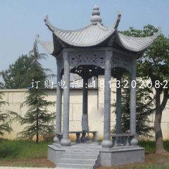 六角青石涼亭，公園景觀石雕