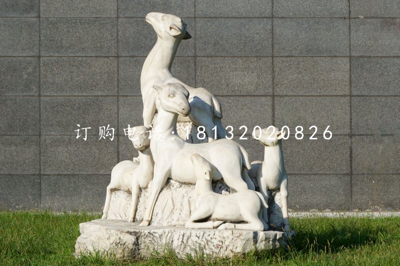 小羊石雕，公園動物石雕