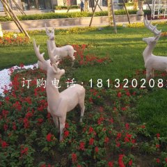 公園小鹿石雕，動物雕塑