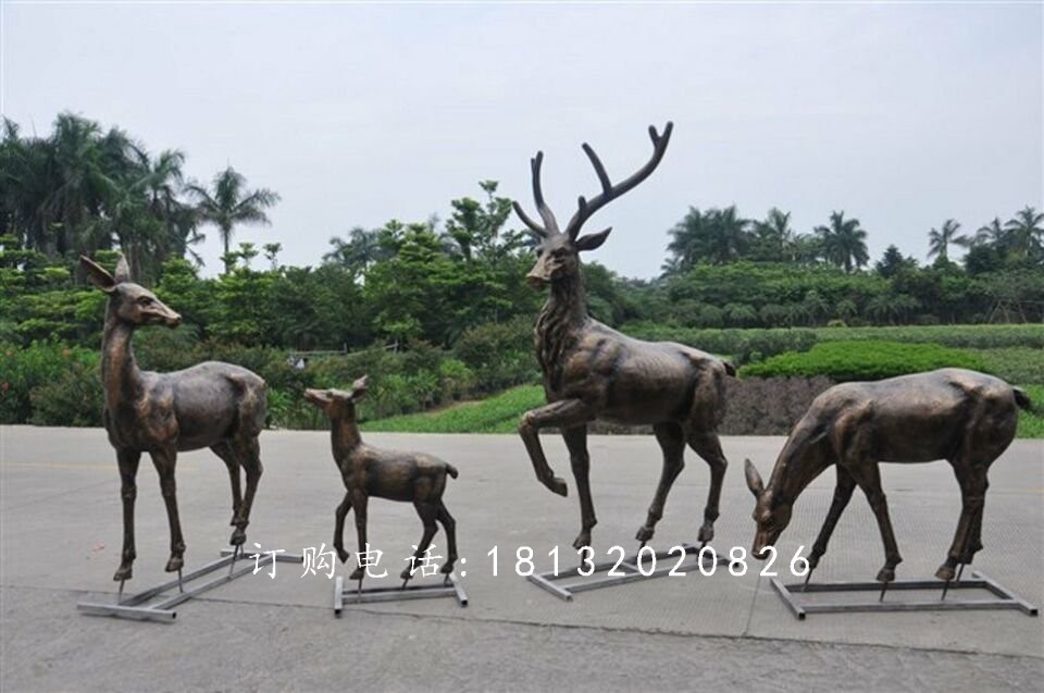 公園小鹿銅雕，公園動(dòng)物銅雕