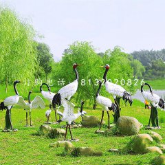 玻璃鋼丹頂鶴，仿真動物雕塑，公園景觀雕塑