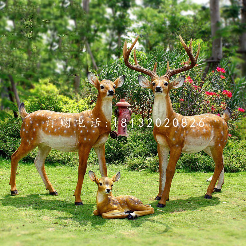 仿真梅花鹿雕塑，玻璃鋼仿真動物，公園動物雕塑 (6)