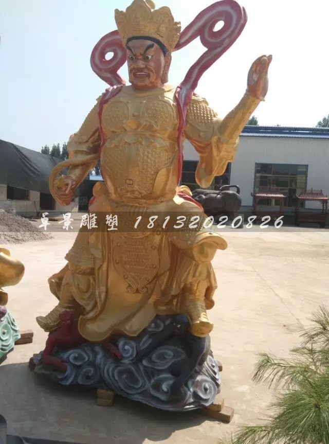 玻璃鋼仿銅四大天王寺廟神像雕塑 (1)