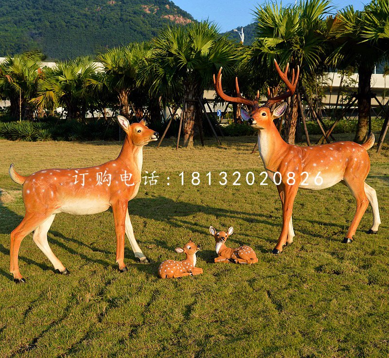 仿真梅花鹿擺件，玻璃鋼景觀動物擺件