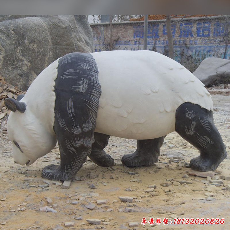 大熊貓石雕，公園動物石雕