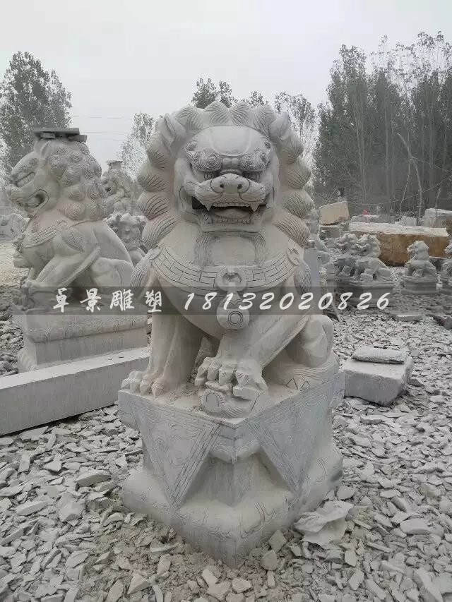 踩球獅子石雕仿古石獅子雕塑 (4)