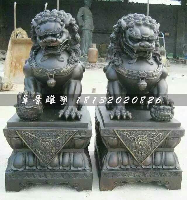 北京獅子雕塑，看門(mén)獅銅雕