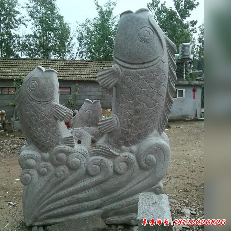 石雕魚(yú)，公園噴泉魚(yú)動(dòng)物雕塑 (3)