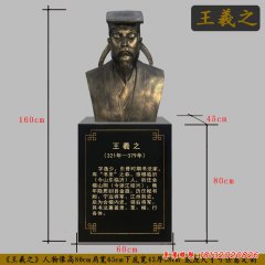 古代名人書法家王羲之頭像銅雕