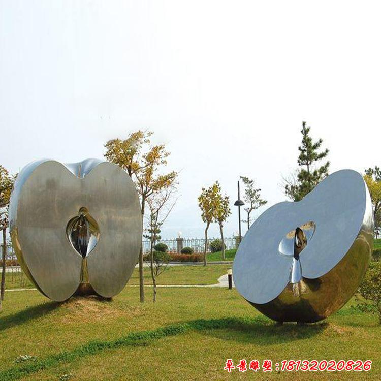 不銹鋼公園半塊蘋果雕塑