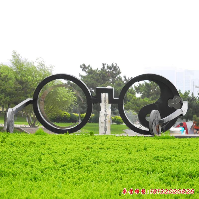 不銹鋼眼鏡雕塑，公園景觀雕塑