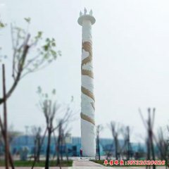 不銹鋼建筑鏤空龍柱景觀(guān)雕塑